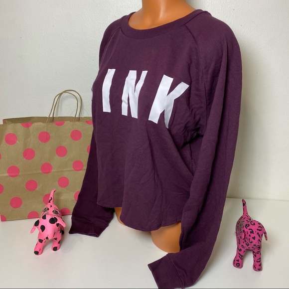 PINK VS LOGO CROPPED CREWNECK SWEATSHIRT - Picture 2 of 3
